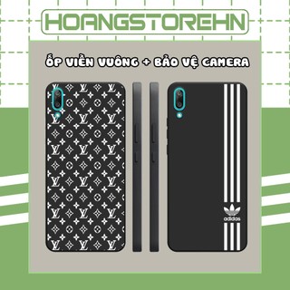 Ốp lưng Huawei Y7 Pro 2019 viền vuông đen in hình thương hiệu lớn