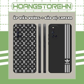Ốp lưng Vivo V19 viền vuông đen in hình thương hiệu lớn