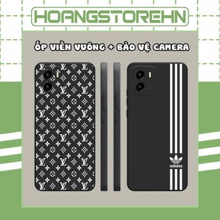 Ốp lưng Vivo Y01 / Y15s / Y15a viền vuông đen in hình thương hiệu lớn