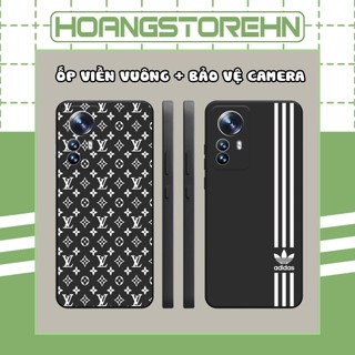 Ốp lưng Xiaomi 12 / 12 Pro / 12 Lite viền vuông đen in hình thương hiệu lớn