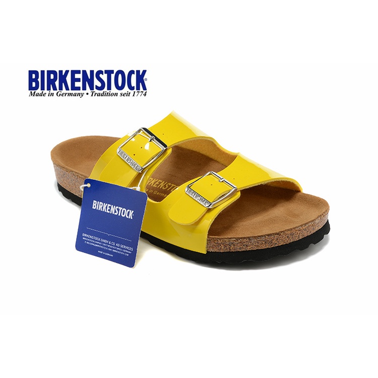 Giày birkenstock Hai Nút Tráng Gương Màu Vàng Cỡ 34-43