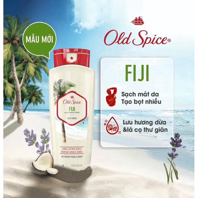 Sữa tắm nam Gel Old Spice 473ml Timber Bearglove Fiji Wolfthorn Pure Sport Fresh Tắm gội 2in1 532ml Made in