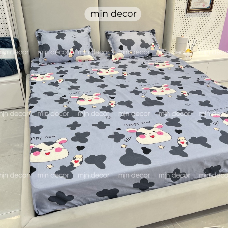 Drap giường và vỏ gối cotton 3D MỊN DECOR mềm mại nhiều mẫu mã