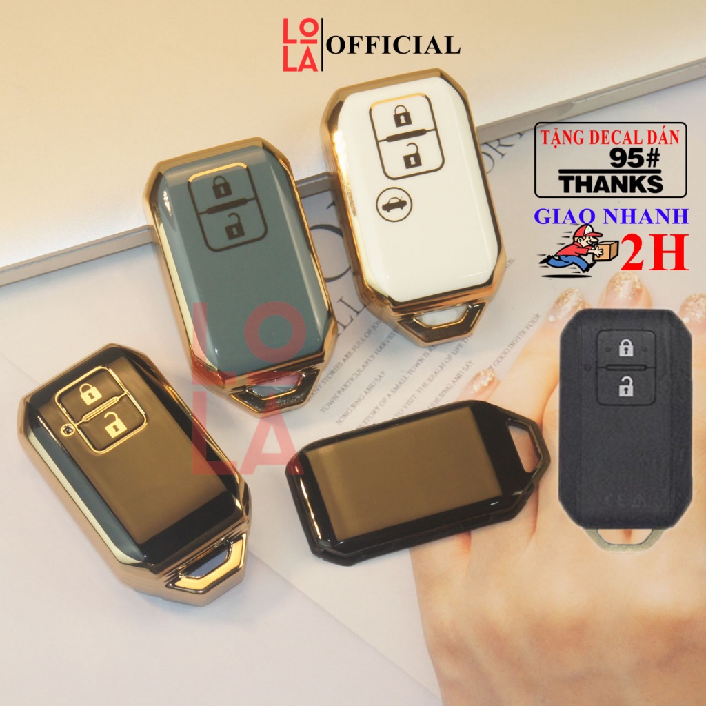 Ốp chìa khoá Suzuki Swift, Ertiga, XL7, Vitara 2018 vỏ bọc smartkey bằng nhựa Tpu mạ vàng sang trọng