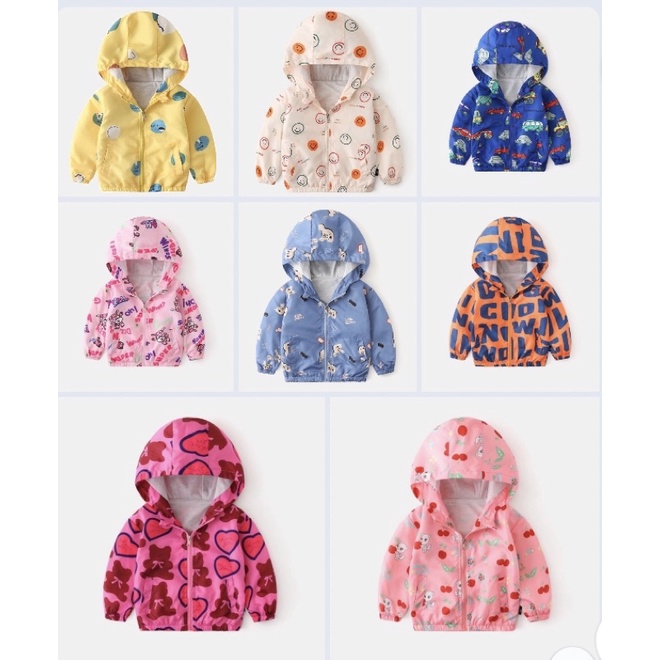 Áo khoác gió 2 lớp lót cotton chống gió chống bụi cho bé trai bé gái cực xinh, dễ thương hàng quảng châu