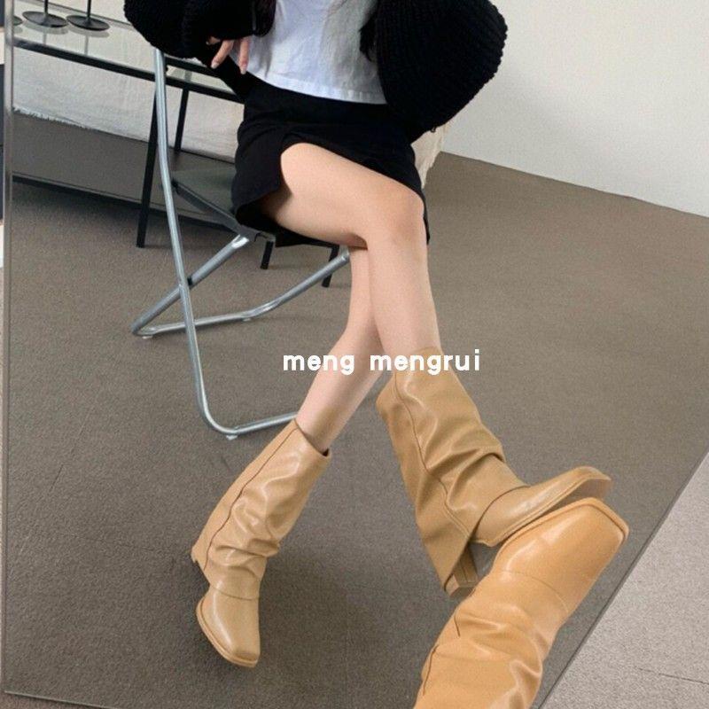 Bốt Cao Gót Mũi Vuông Phong Cách Hàn Quốc Thời Trang Mới 2023