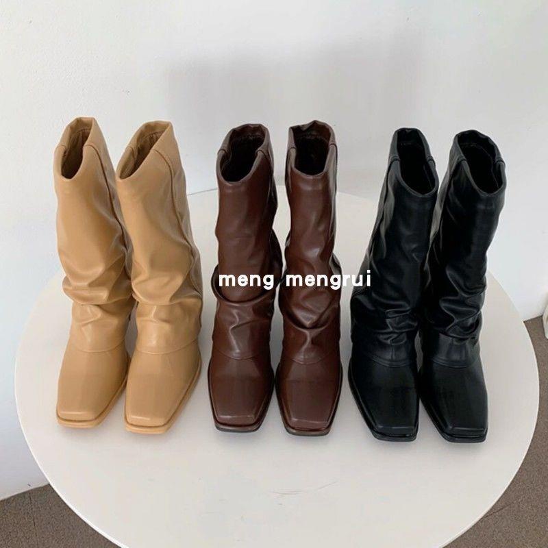 Bốt Cao Gót Mũi Vuông Phong Cách Hàn Quốc Thời Trang Mới 2023