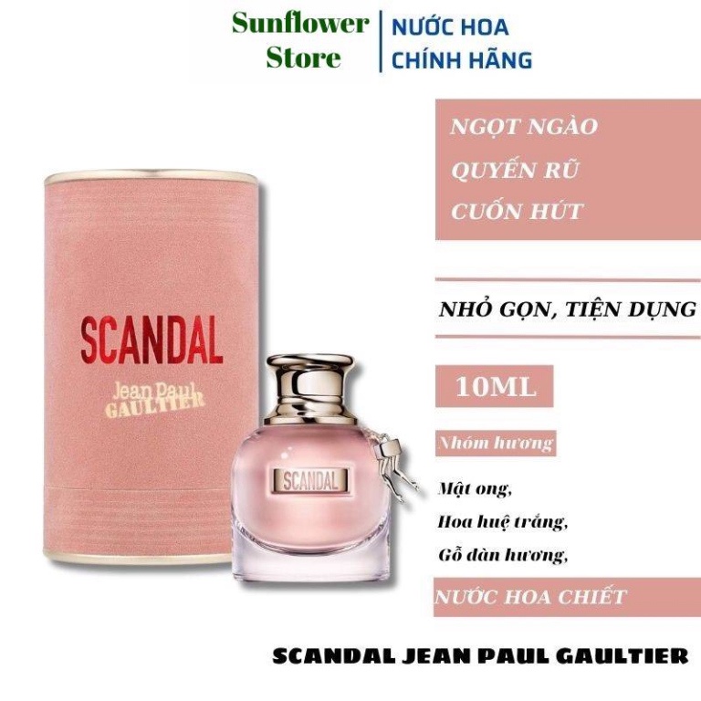 Nước hoa nữ Scandal chiết 10ml chính hãng thơm lâu, dầu thơm nữ lưu hương lâu ngọt ngào quyến rũ nhẹ nhàng cuốn hút . .
