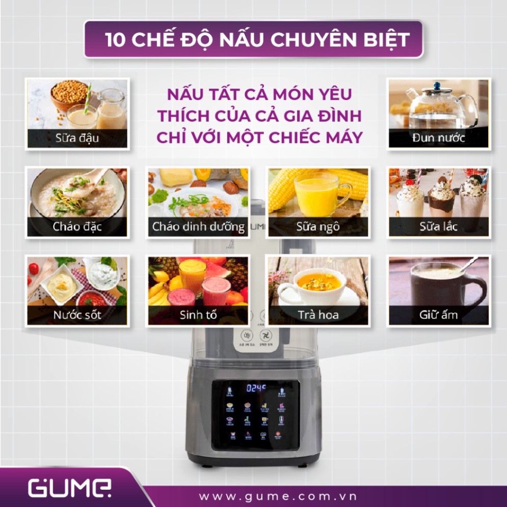 Máy làm sữa hạt đa năng 1.65L GUME, Nhập Khẩu Hàn Quốc, Bảo Hành 24 Tháng