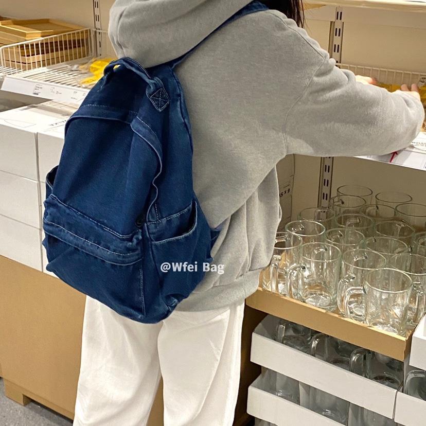 Túi Xách Vải Jean Cỡ Lớn Thời Trang vintage Hàn Quốc Lưng