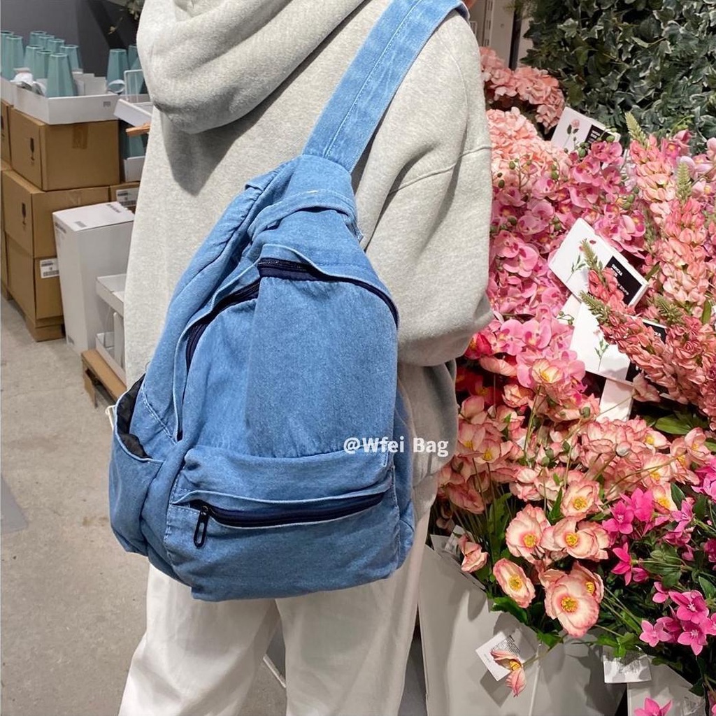 Túi Xách Vải Jean Cỡ Lớn Thời Trang vintage Hàn Quốc Lưng