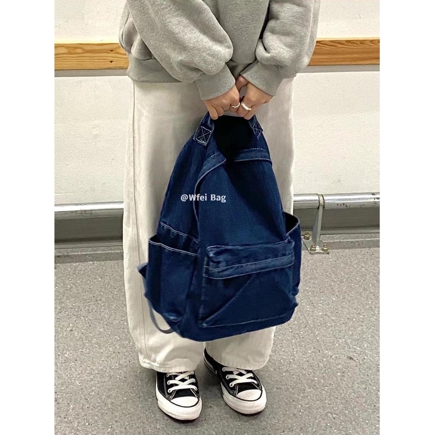 Túi Xách Vải Jean Cỡ Lớn Thời Trang vintage Hàn Quốc Lưng