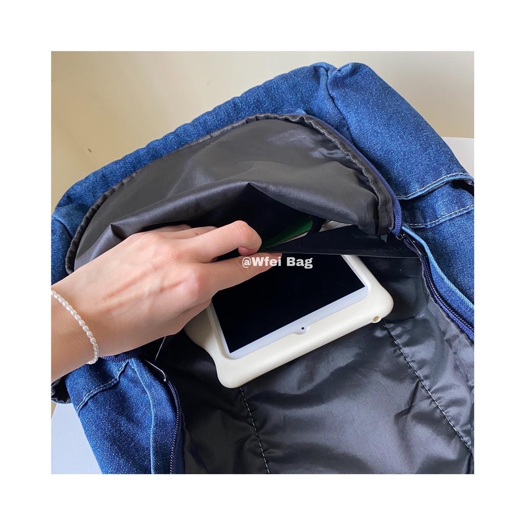 Túi Xách Vải Jean Cỡ Lớn Thời Trang vintage Hàn Quốc Lưng