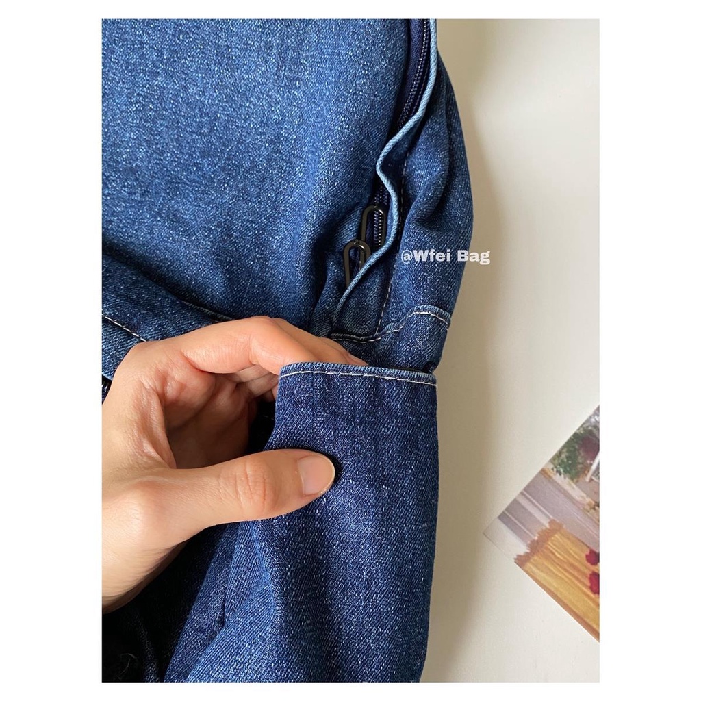 Túi Xách Vải Jean Cỡ Lớn Thời Trang vintage Hàn Quốc Lưng