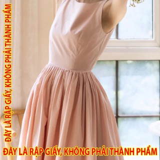 Rập giấy ww073 - đầm vintage 2 dây cổ ngang