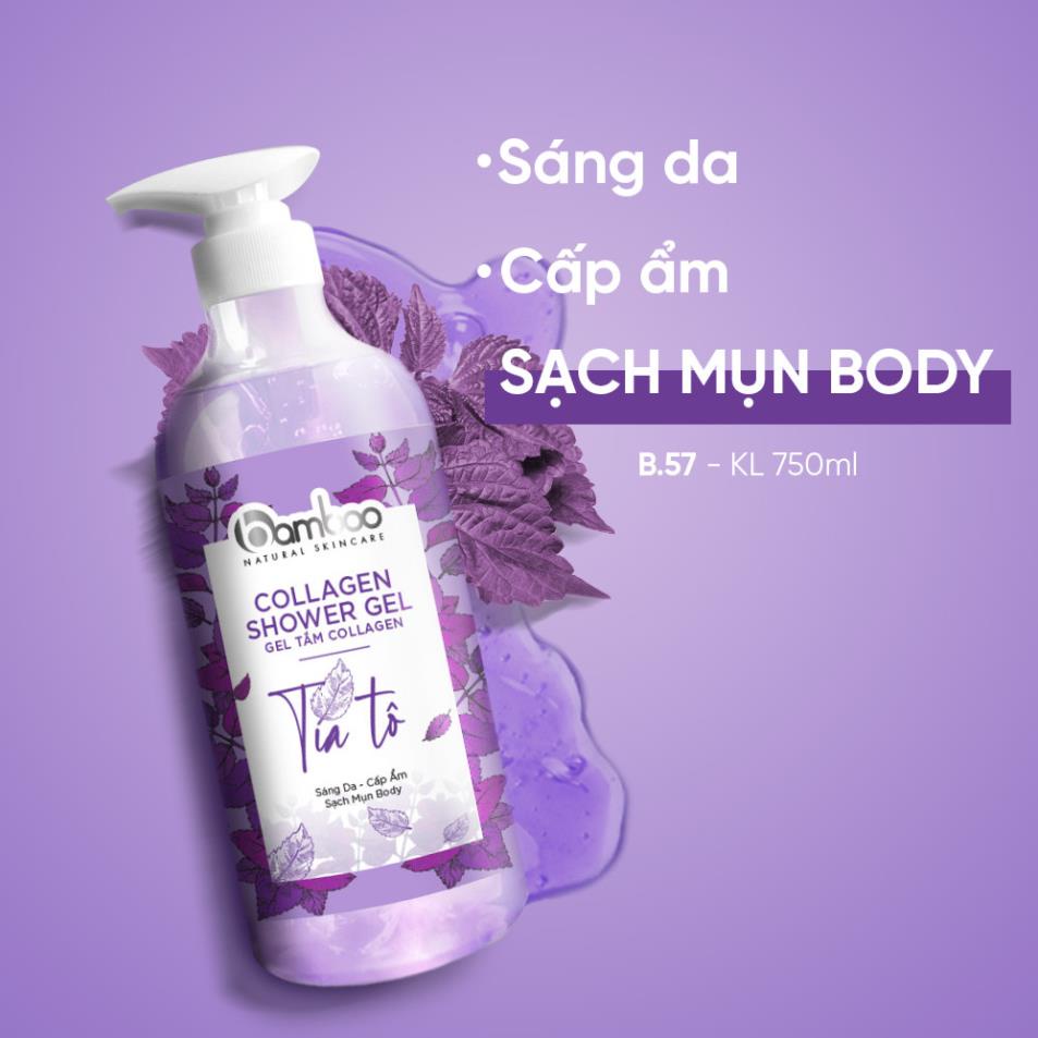Sữa tắm tinh chất tía tô Bamboo giúp sạch bụi bẩn mịn màng làn da giảm mụn lưng 750ml