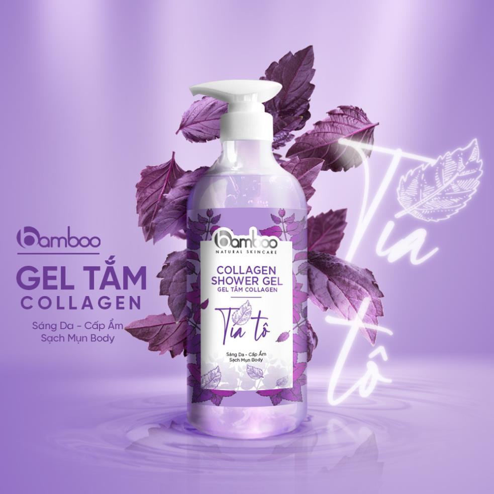Sữa tắm tinh chất tía tô Bamboo giúp sạch bụi bẩn mịn màng làn da giảm mụn lưng 750ml