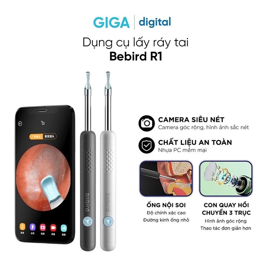 Dụng cụ lấy ráy tai Xiaomi Bebird R1 có camera, Đồ lấy ráy tai thông minh an toàn, nhỏ gọn, tiện lợi