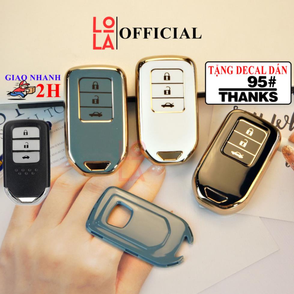 Ốp chìa khóa Honda Crv,Honda City,Honda Civic 3 nút bấm ô tô vỏ bọc smartkey bằng nhựa Tpu mạ vàng chống trầy,rơi,vỡ