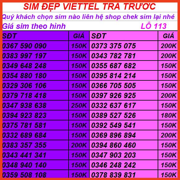 SIM VIETTEL SIM SỐ ĐẸP CHỌN SỐ TẠI ĐÂY- ĐĂNG KÝ CHÍNH CHỦ- LÔ 37
