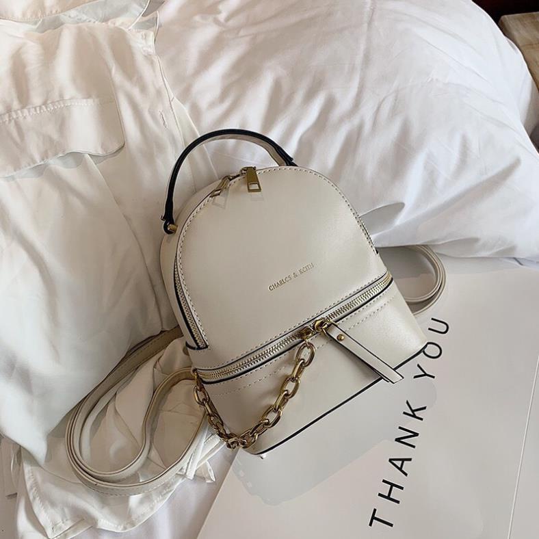 Balo Da Cho Nàng Cá Tính Phong Cách Học Sinh, Balo Đeo Chéo Nữ Da Trơn Phối Xích - Bl009 !! Tt Tx