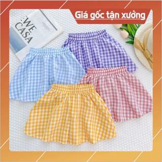 Quần giả váy cho bé gái vải lụa hoa lá caro cho bé từ 10kg-25kg -HOÀNG NAM KIDS