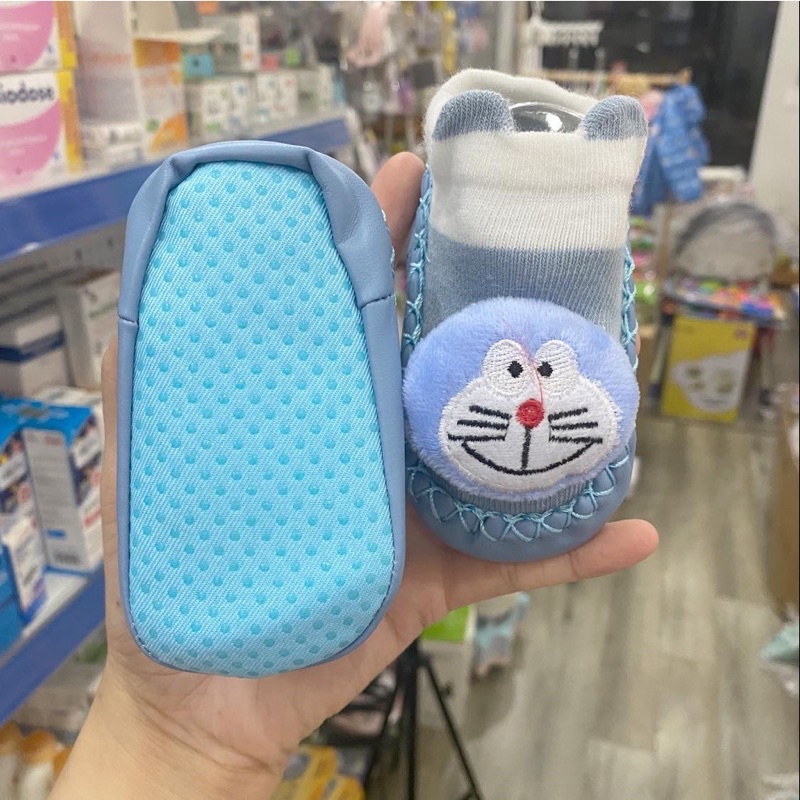 Giày đế da mềm tập đi chống trượt hình thú 3D cho bé