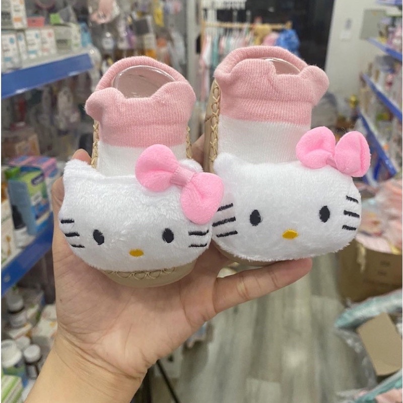 Giày đế da mềm tập đi chống trượt hình thú 3D cho bé