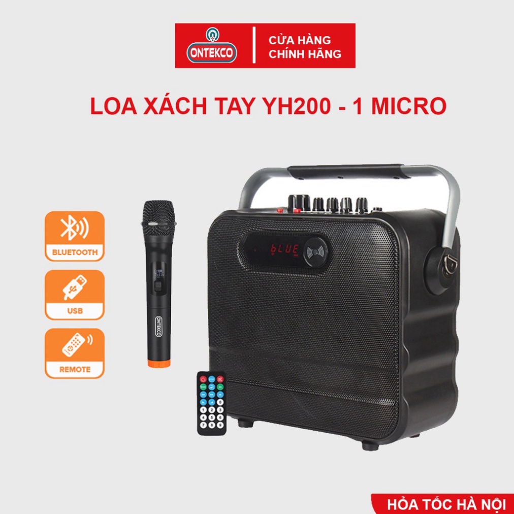 Loa karaoke Ontekco YH200 xách tay di động không dây / Loa xách tay - Kèm micro Hỏa tốc HCM