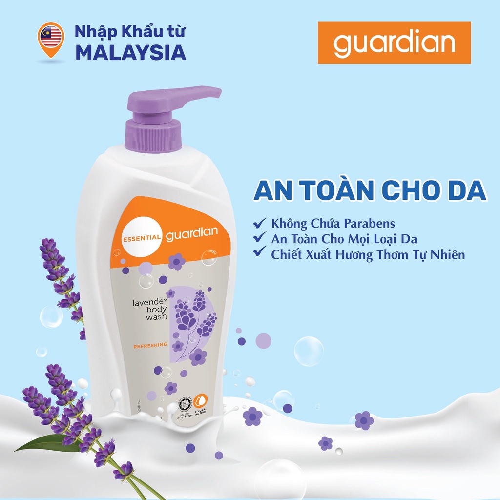 Sữa Tắm Tươi Mát Guardian Essential Lavender Refreshing Body Wash Chiết Xuất Hoa Oải Hương 1000ml