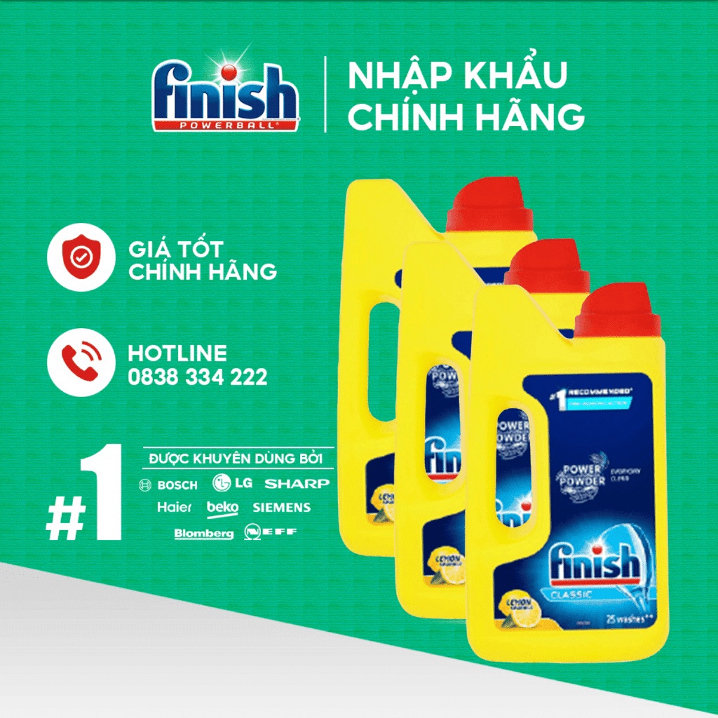 SALE  Bột rửa chén bát hương chanh Finish 2,5kg Nhập Khẩu Chính hãng