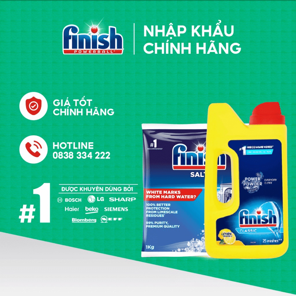 SALE  Bột rửa chén bát hương chanh Finish 2,5kg Nhập Khẩu Chính hãng