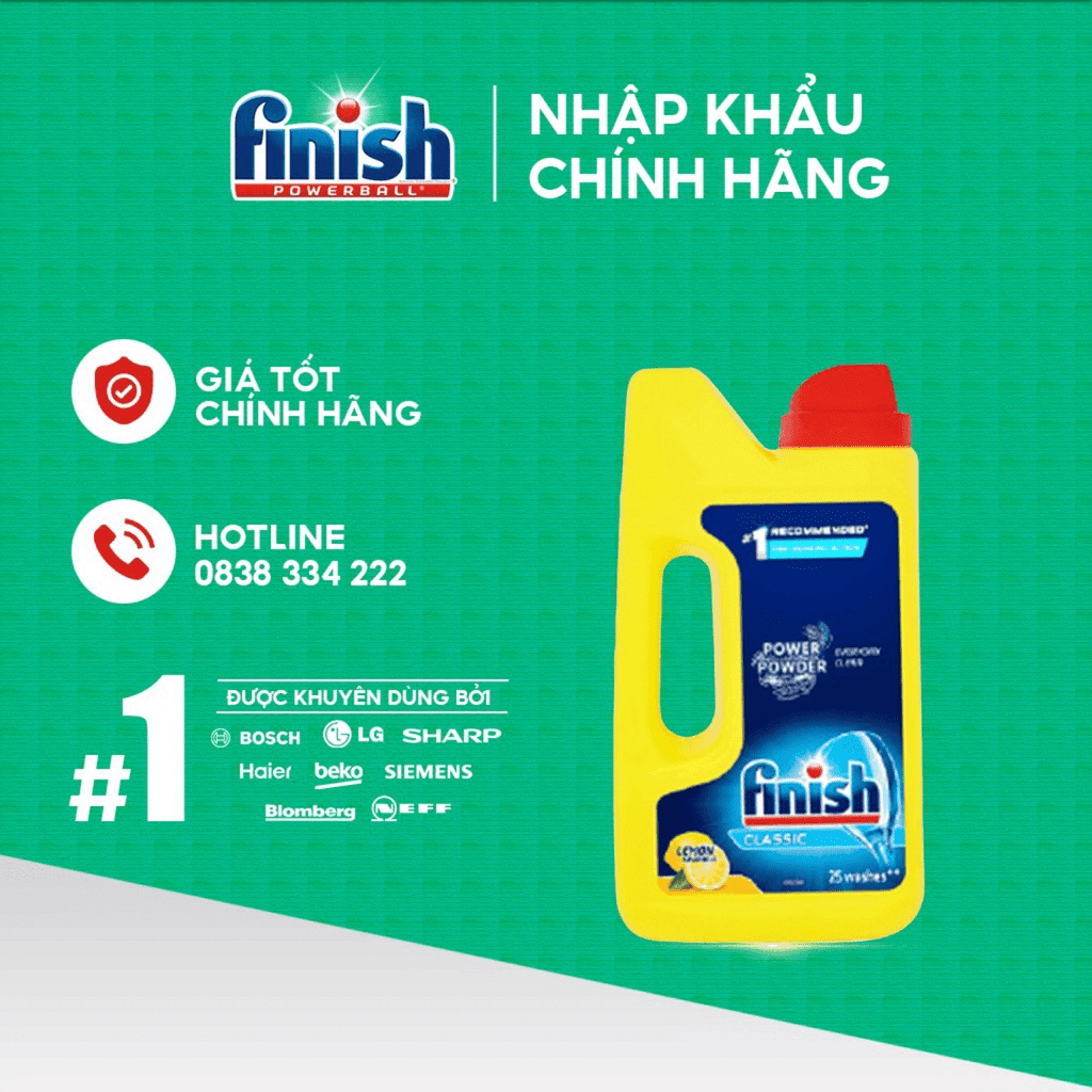 SALE  Bột rửa chén bát hương chanh Finish 2,5kg Nhập Khẩu Chính hãng