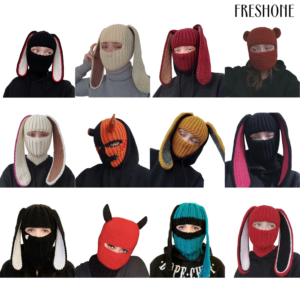 Mũ Balaclava Tai Thỏ Dài Thoáng Khí Dễ Thương