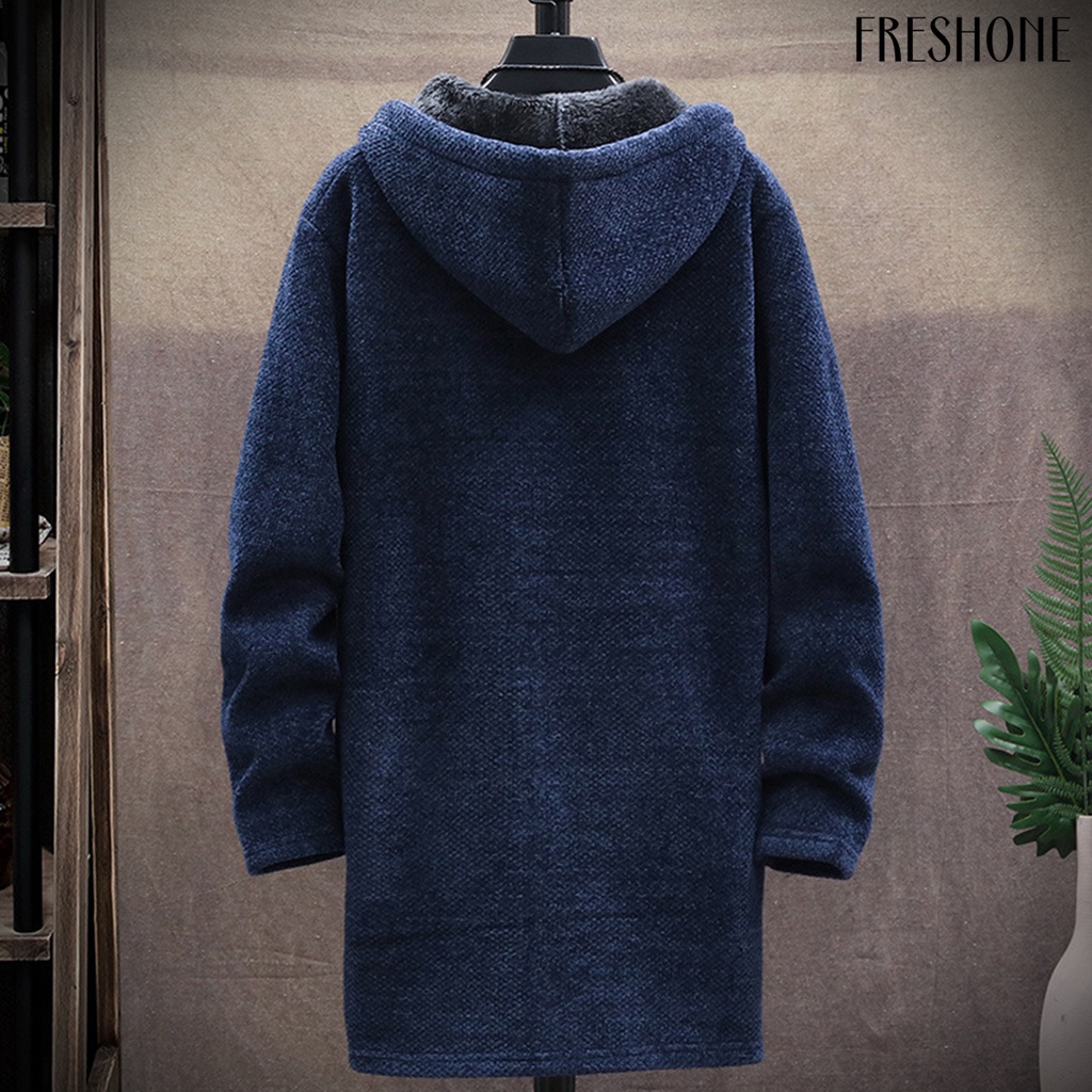 Đàn ông mùa thu đông dài tay áo len lót sang trọng dây kéo áo khoác dệt kim cardigan