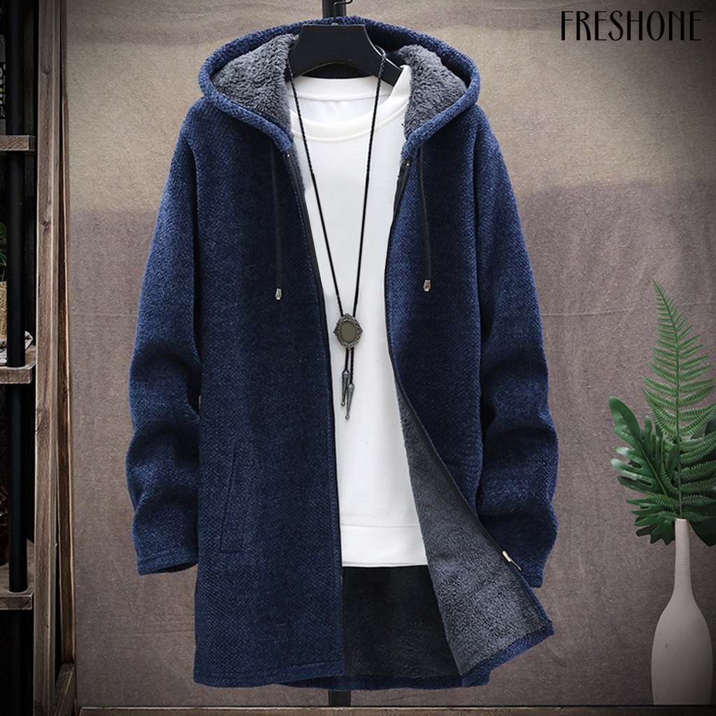 Đàn ông mùa thu đông dài tay áo len lót sang trọng dây kéo áo khoác dệt kim cardigan