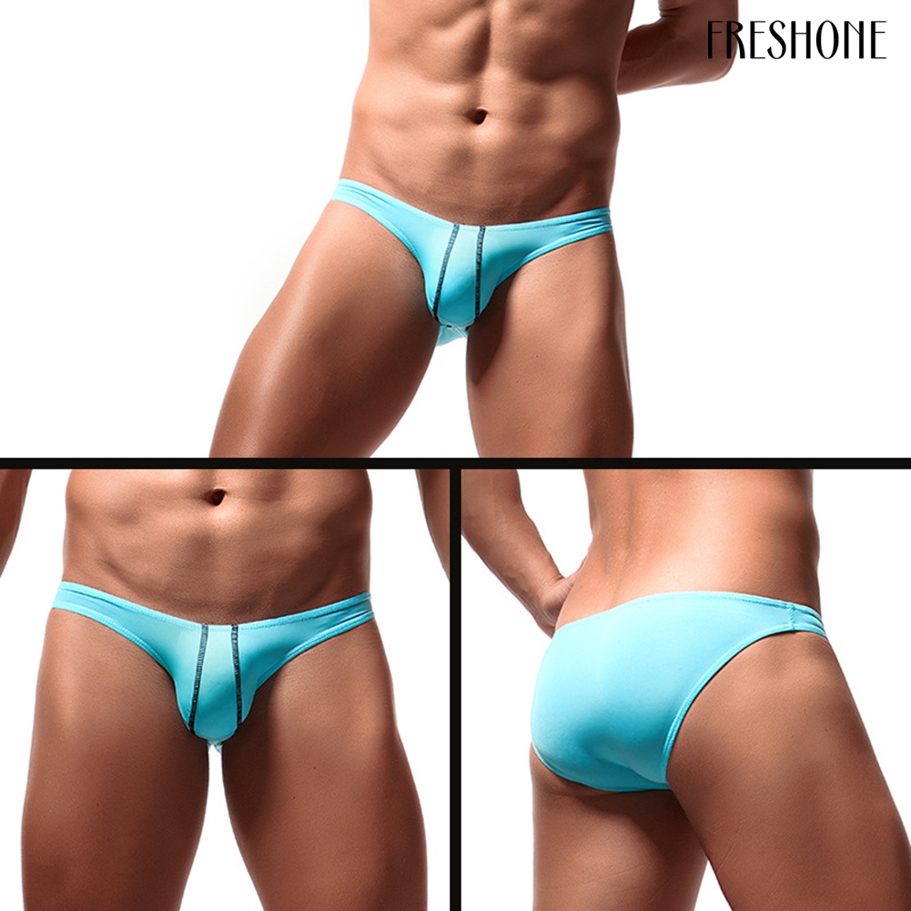Honeymoon men stripe print u lồi bulge pouch low rise thong briefs đồ lót