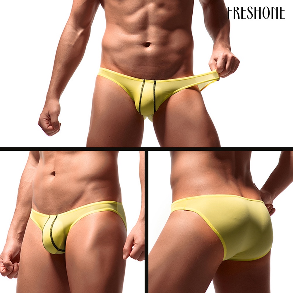 Honeymoon men stripe print u lồi bulge pouch low rise thong briefs đồ lót