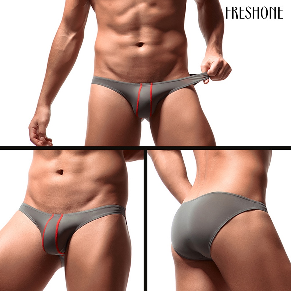 Honeymoon men stripe print u lồi bulge pouch low rise thong briefs đồ lót