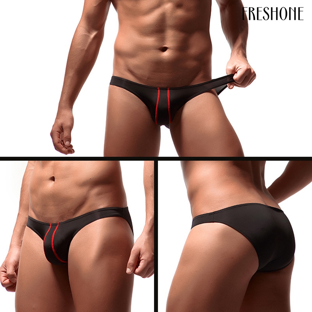 Honeymoon men stripe print u lồi bulge pouch low rise thong briefs đồ lót