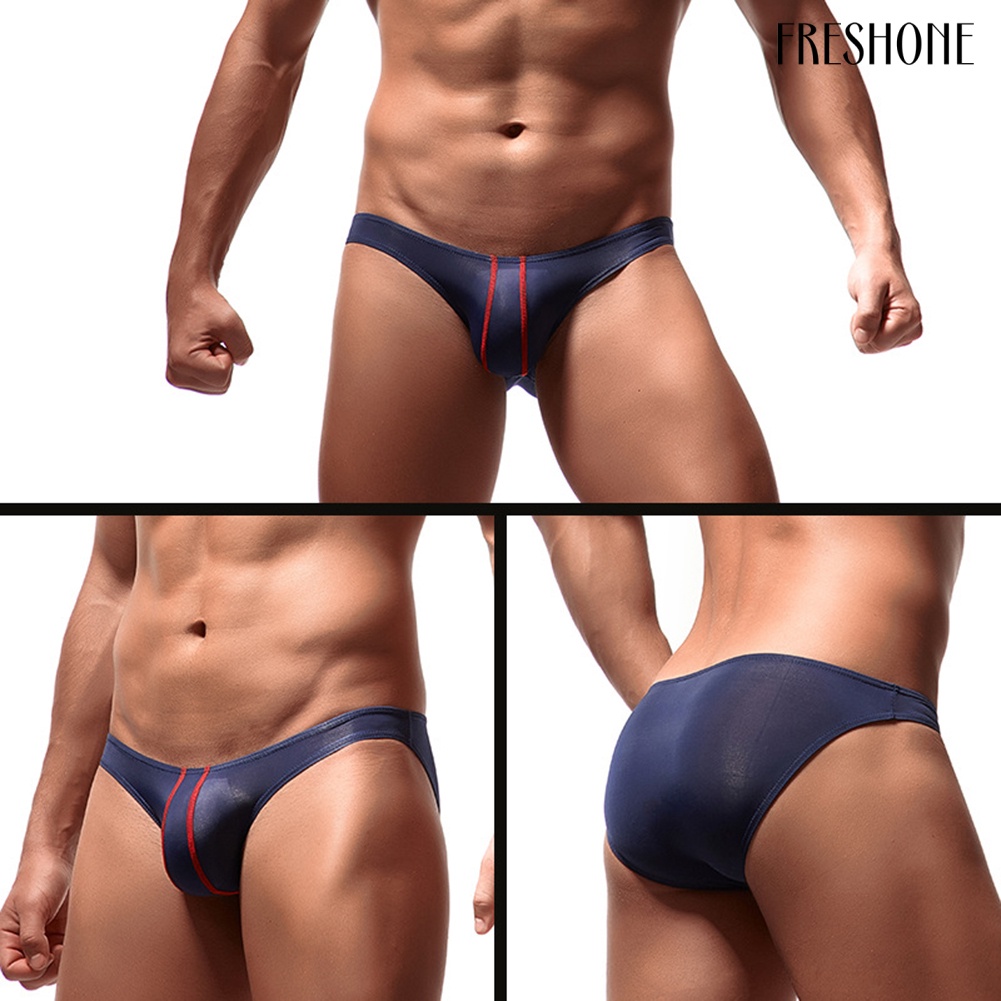 Honeymoon men stripe print u lồi bulge pouch low rise thong briefs đồ lót