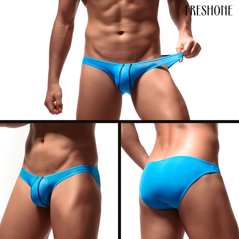 Honeymoon men stripe print u lồi bulge pouch low rise thong briefs đồ lót