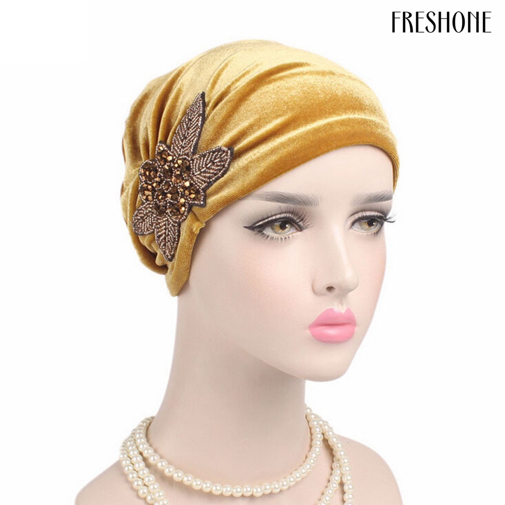 Hạt hoa phụ nữ ung thư chemo mũ nhung hồi giáo beanie khăn xếp đầu quấn mũ