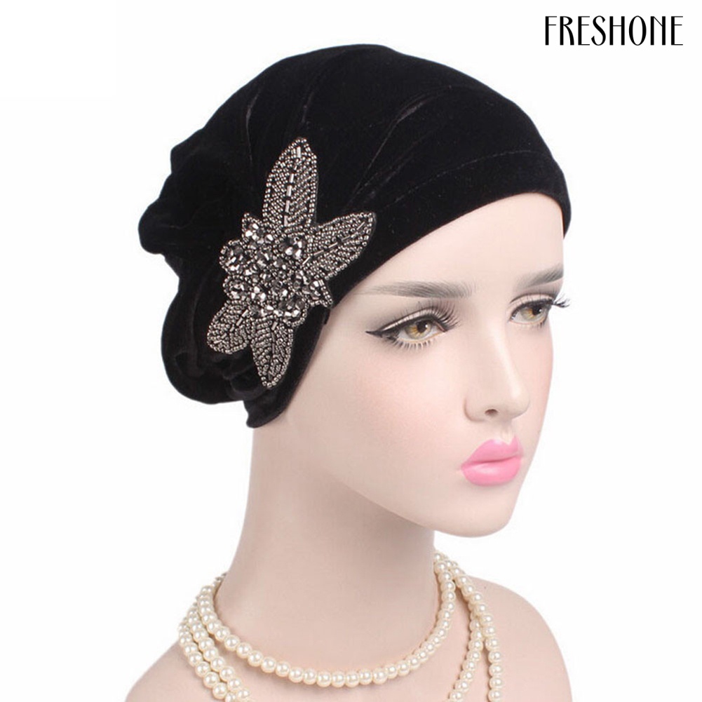 Hạt hoa phụ nữ ung thư chemo mũ nhung hồi giáo beanie khăn xếp đầu quấn mũ