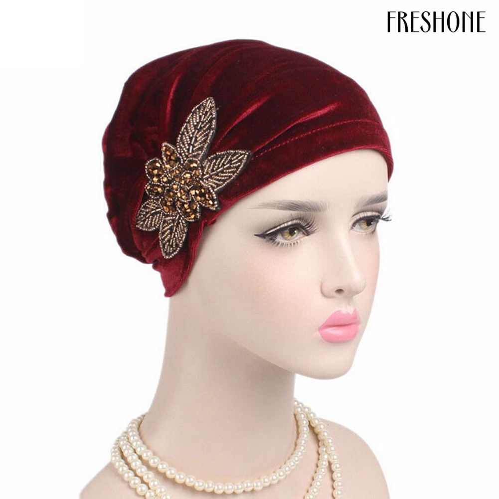 Hạt hoa phụ nữ ung thư chemo mũ nhung hồi giáo beanie khăn xếp đầu quấn mũ