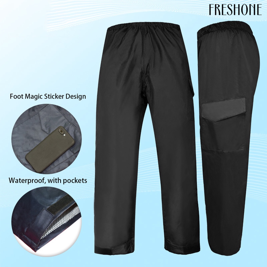 Hai lớp quần đi mưa không thấm nước mắt cá chân-băng thun thắt lưng có nắp túi unisex cắm trại đi bộ leo núi quần áo ngoài trời