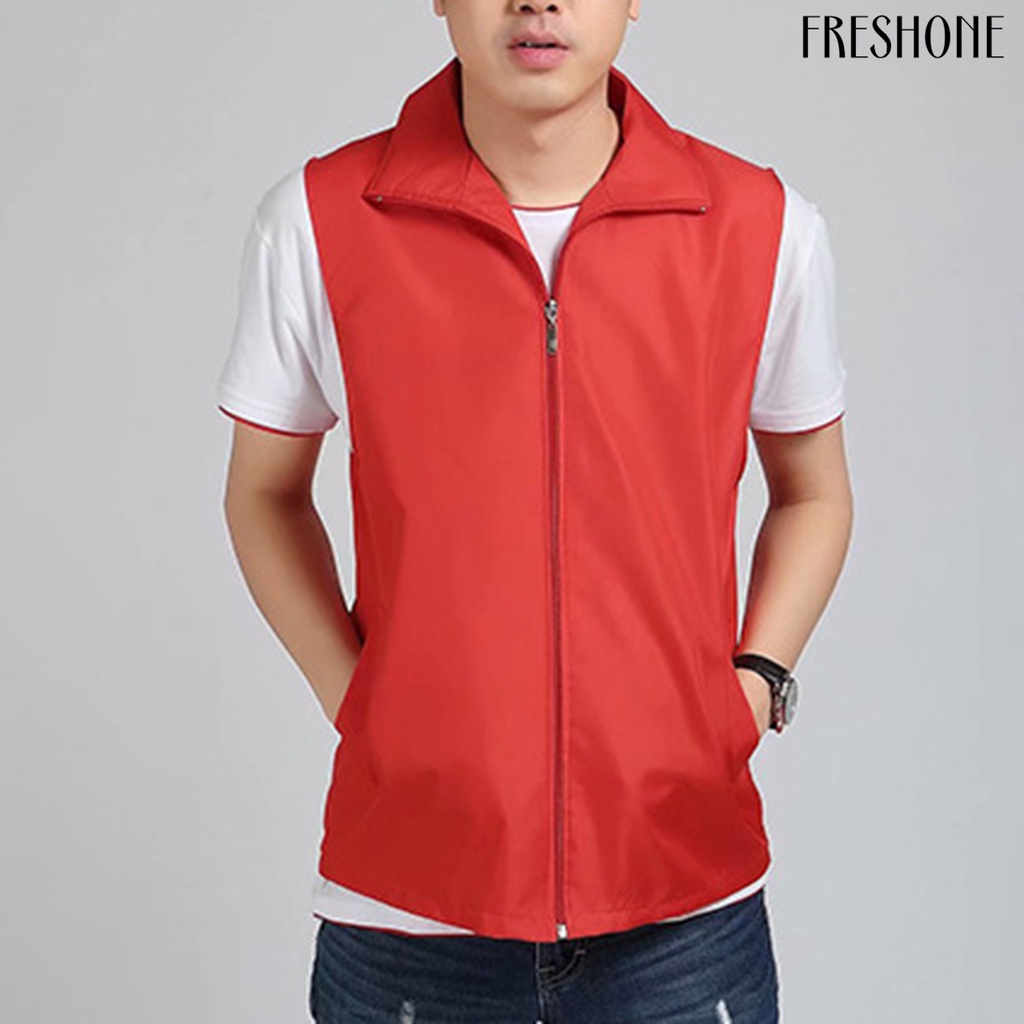 Túi xách tay túi có dây kéo placket lưới lót vest ngoài trời tình nguyện viên màu sáng áo ghi lê mỏng vừa vặn làm việc