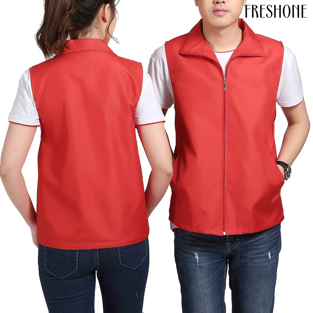 Túi xách tay túi có dây kéo placket lưới lót vest ngoài trời tình nguyện viên màu sáng áo ghi lê mỏng vừa vặn làm việc