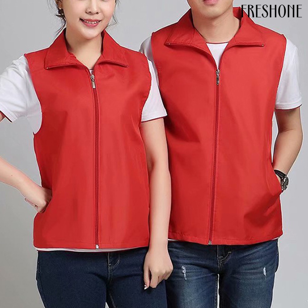 Túi xách tay túi có dây kéo placket lưới lót vest ngoài trời tình nguyện viên màu sáng áo ghi lê mỏng vừa vặn làm việc