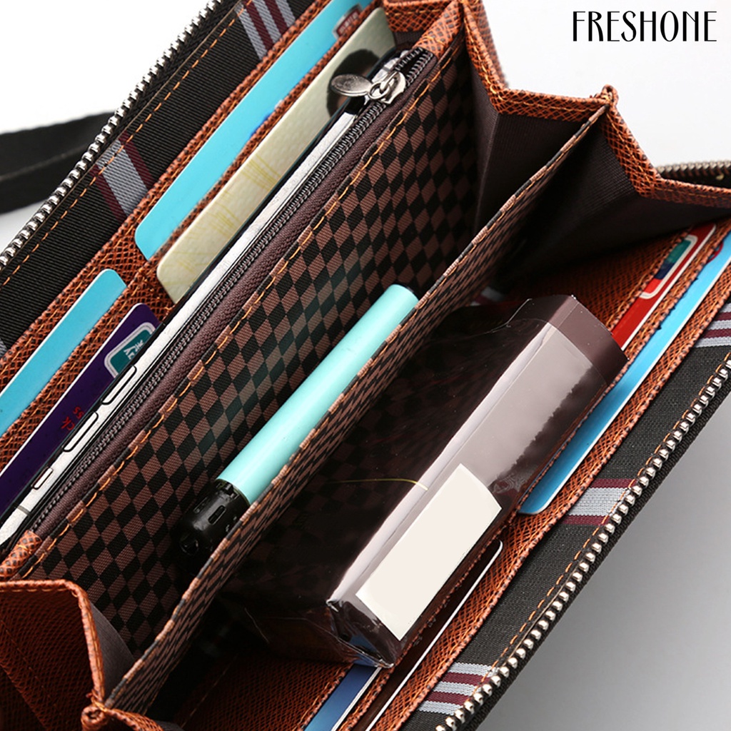 Men multi-slot dung lượng lớn thẻ vải ví đựng tiền mặt dây kéo túi xách kinh doanh